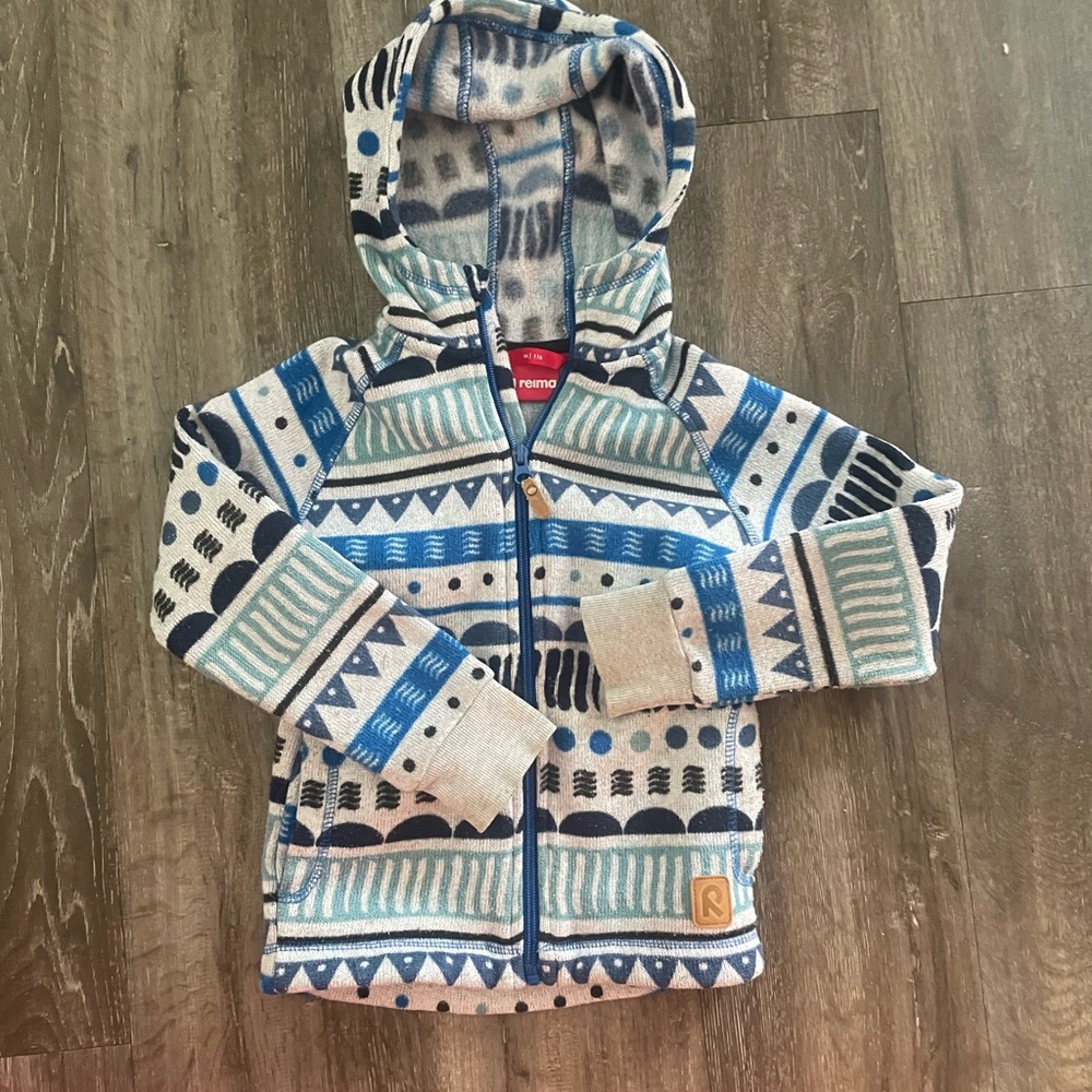 Remo Kids Geometric Hoodie - Blue and Gray